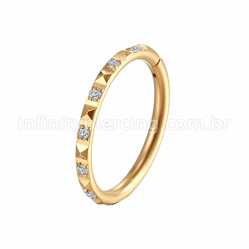 Piercing Argola Segmento Articulado Aço Cirurgico Zircônia Com Detalhe