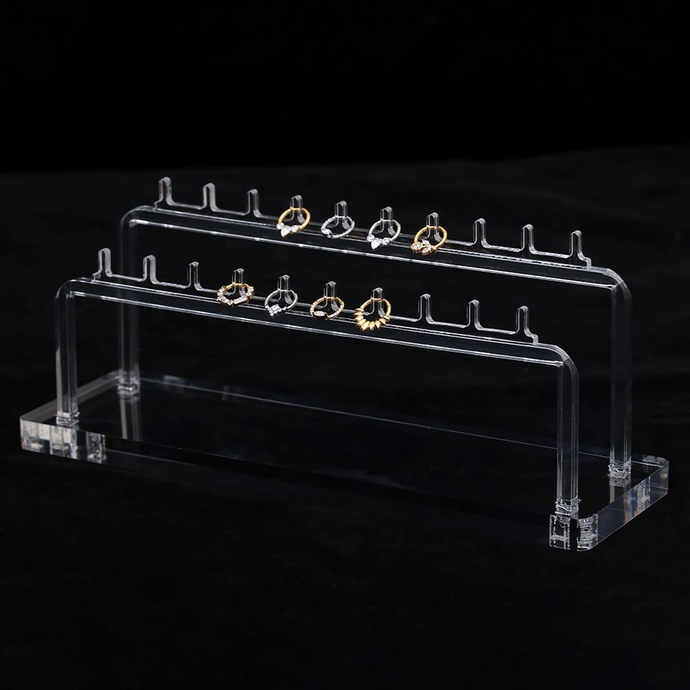 Expositor Acrílico Para Piercing Argola/Ferradura 2 Barras P/ 20 Pçs 20X6X7,5
