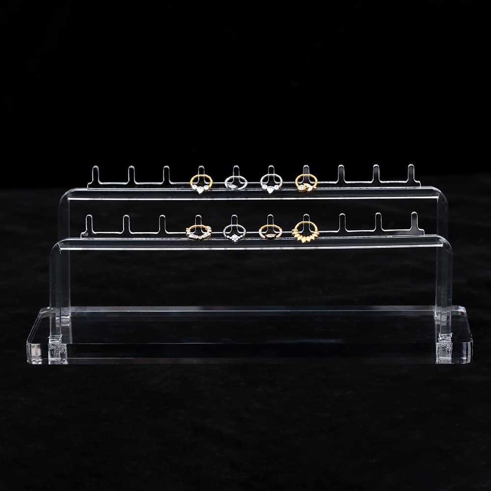 Expositor Acrílico Para Piercing Argola/Ferradura 2 Barras P/ 20 Pçs 20X6X7,5