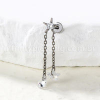 Piercing Labret Titânio Estrela Com Pingentes
