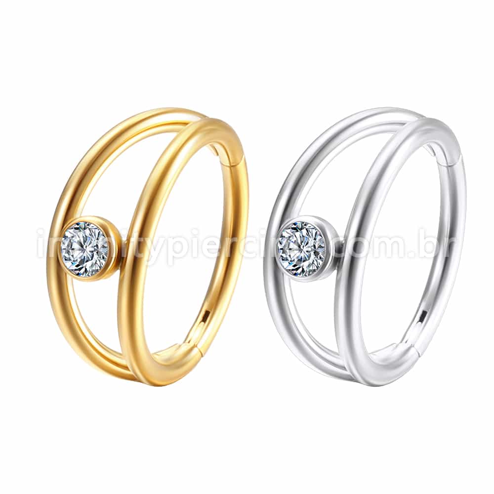 Piercing Argola Segmentada Aço Cirurgico Zircônia