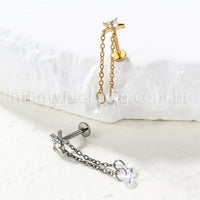 Piercing Labret Titânio Estrela Com Pingentes