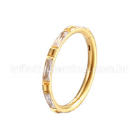 Piercing Argola Segmento Articulado Aço Cirúrgico Detalhes Pedra