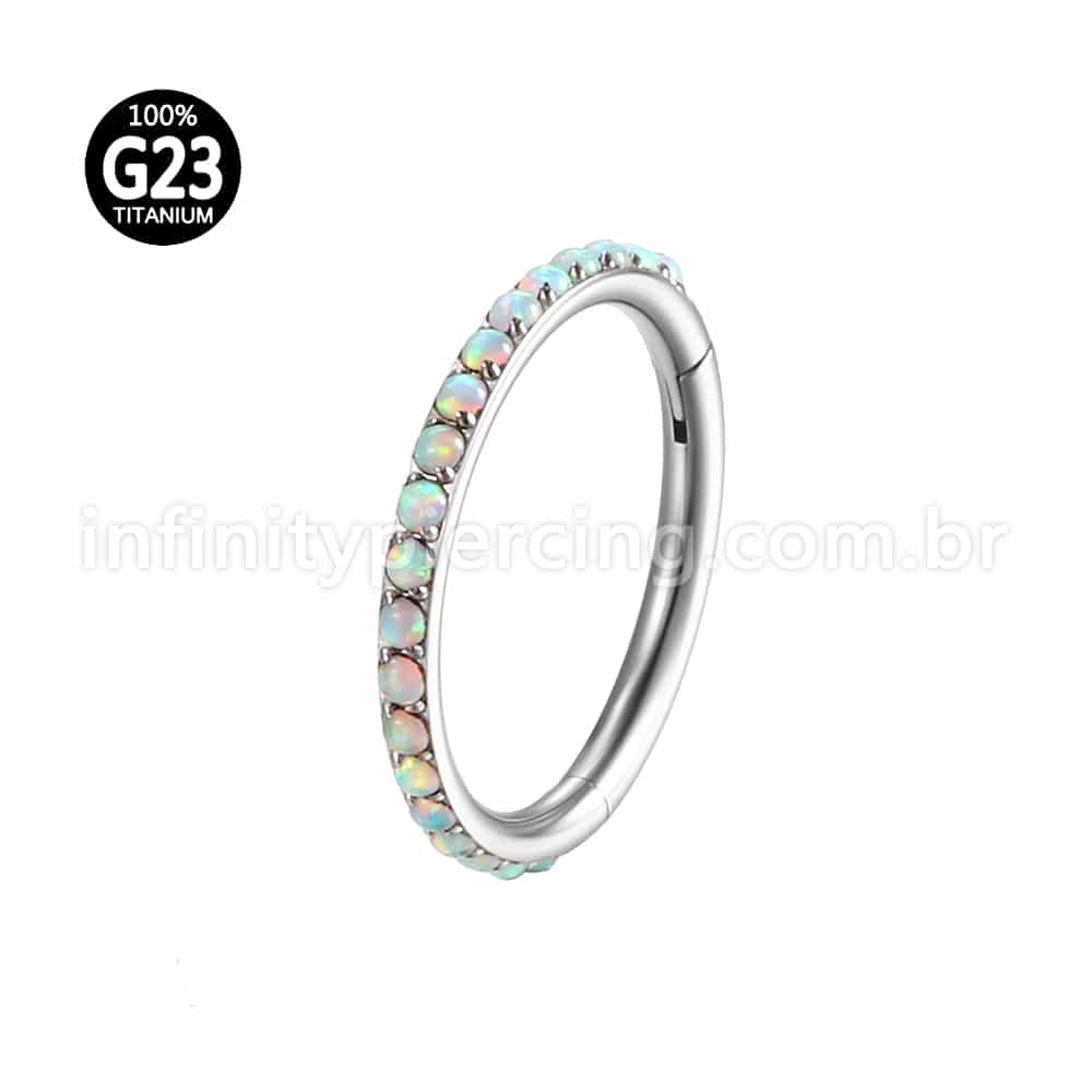 Piercing Argola Segmento Articulado Titânio Opala