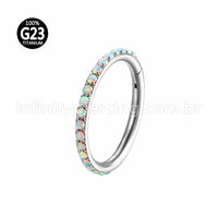 Piercing Argola Segmento Articulado Titânio Opala