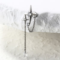 Piercing Labret Titânio Estrela 4 Pontas Com Corrente