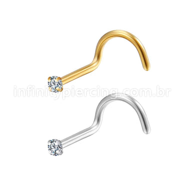 Piercing Nostril Aço Cirúrgico Zircônia Cravejada Redonda