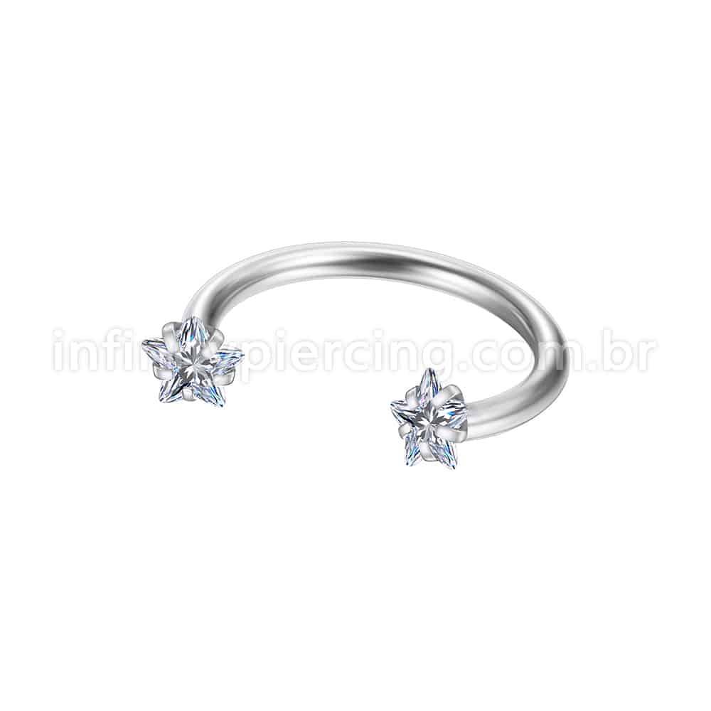 Piercing Ferradura Aço Cirúrgico Zircônia Estrela