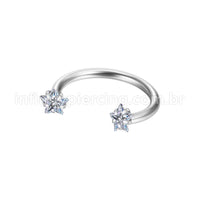 Piercing Ferradura Aço Cirúrgico Zircônia Estrela