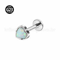 Piercing Labret Titânio Coração Opala