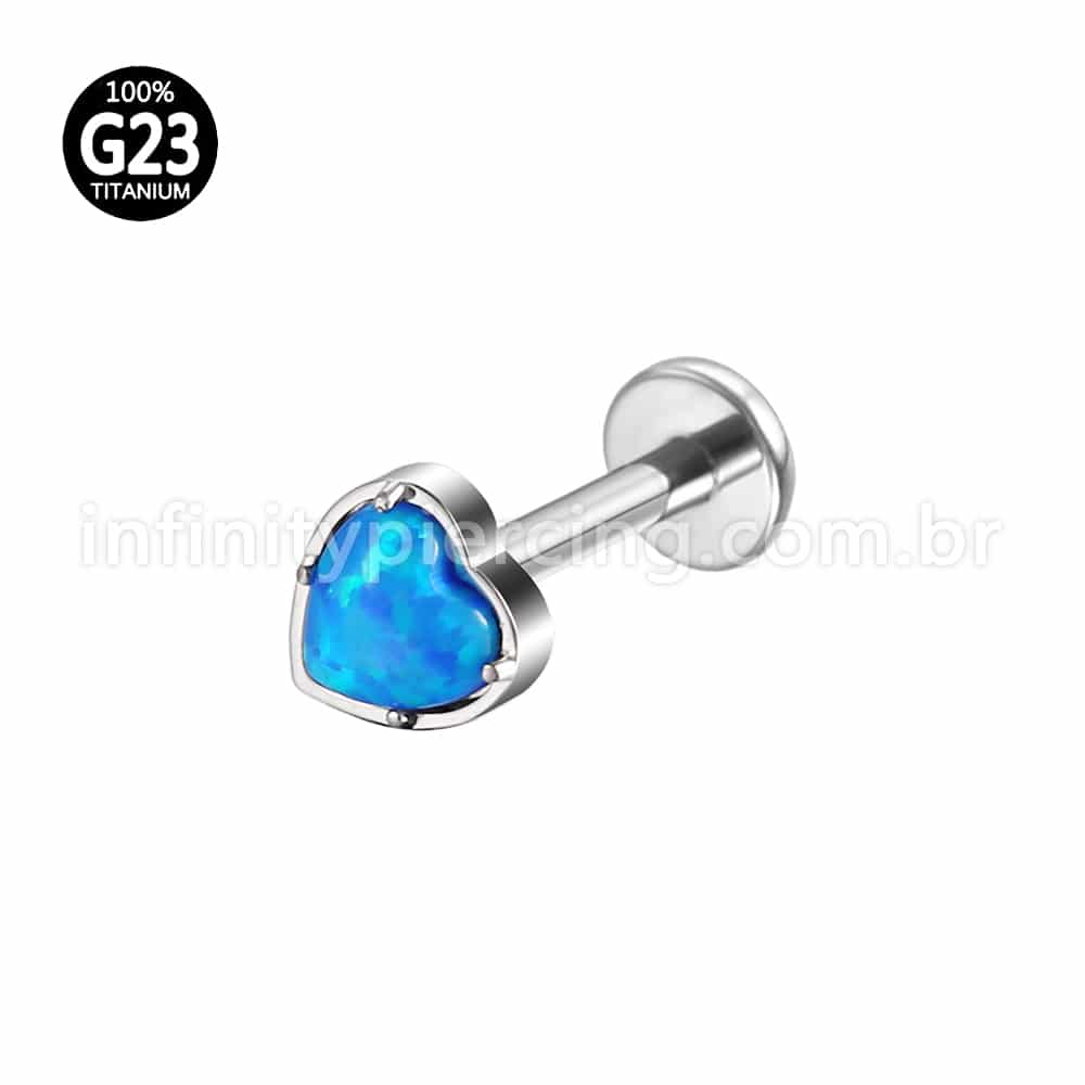 Piercing Labret Titânio Coração Opala