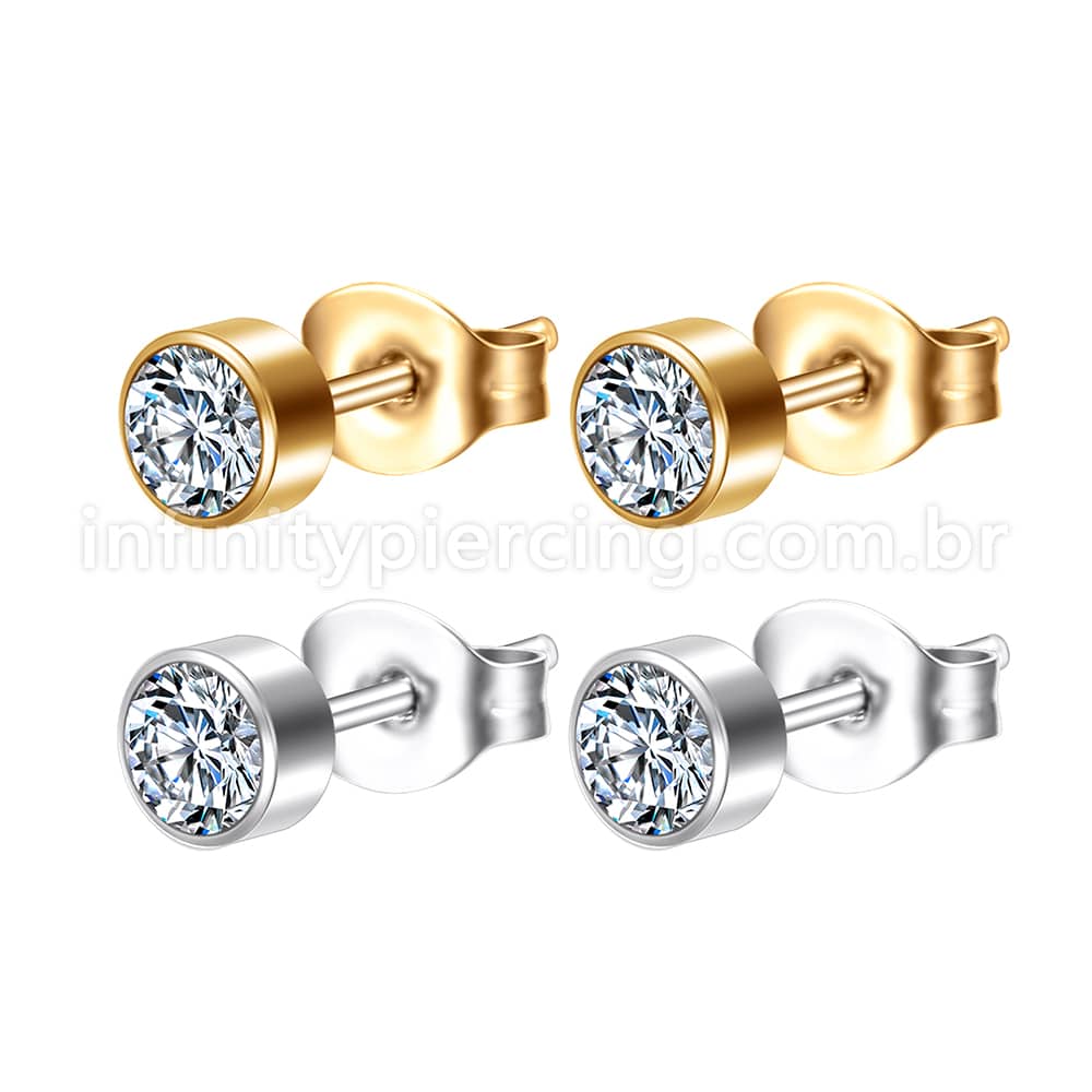 Brinco Aço Cirúrgico Pedra Swarovski