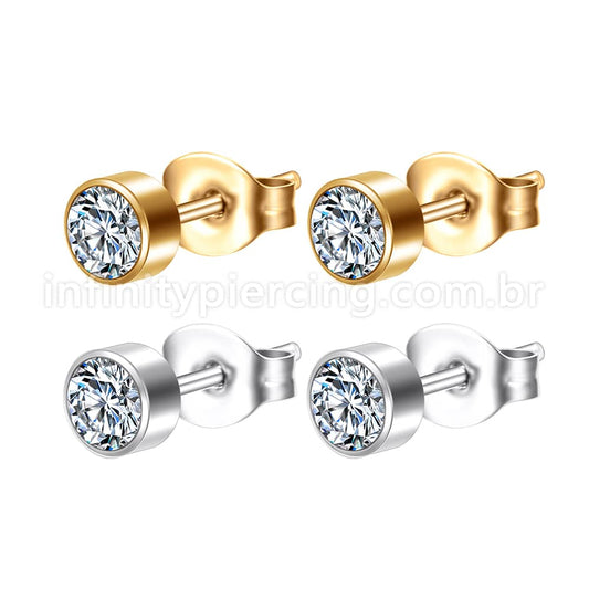 Brinco Aço Cirúrgico Pedra Swarovski