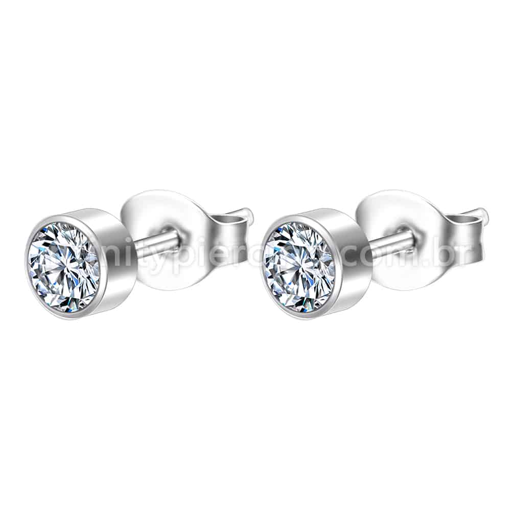 Brinco Aço Cirúrgico Pedra Swarovski