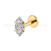 Piercing Labret Aço Cirúrgico Oval Com Pontas Zircônia