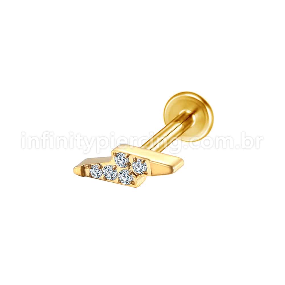 Piercing Labret Aço Cirúrgico Rosca Interna Raio Zircônia