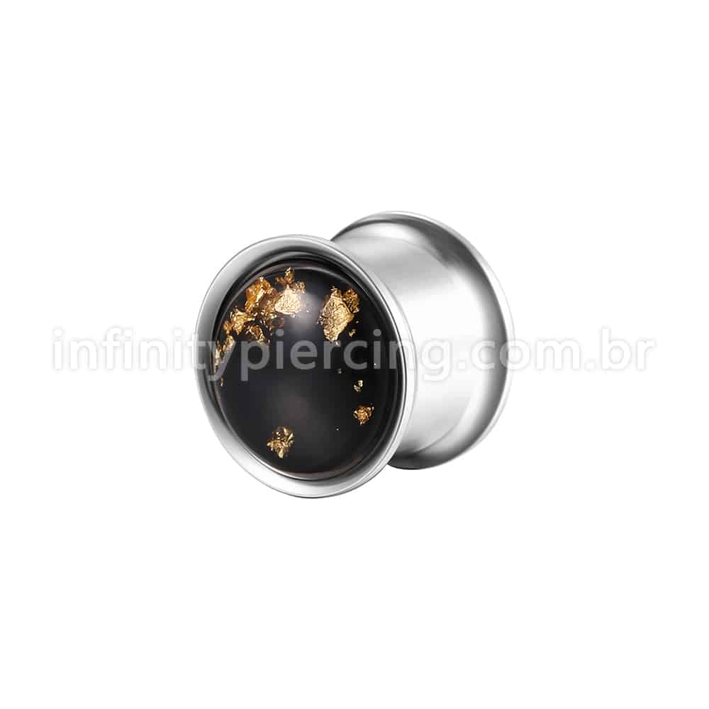 Alargador Aço Cirúrgico Resina Preto/Dourado