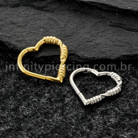 Piercing Argola Coração Titânio Com Detalhes Arame