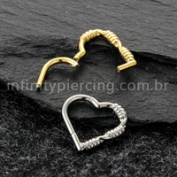Piercing Argola Coração Titânio Com Detalhes Arame