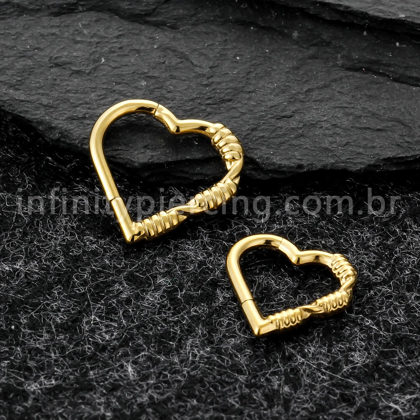 Piercing Argola Coração Titânio Com Detalhes Arame