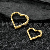 Piercing Argola Coração Titânio Com Detalhes Arame