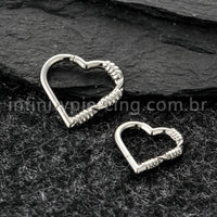 Piercing Argola Coração Titânio Com Detalhes Arame