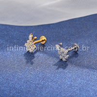 Piercing Labret Titânio Flor Zircônia