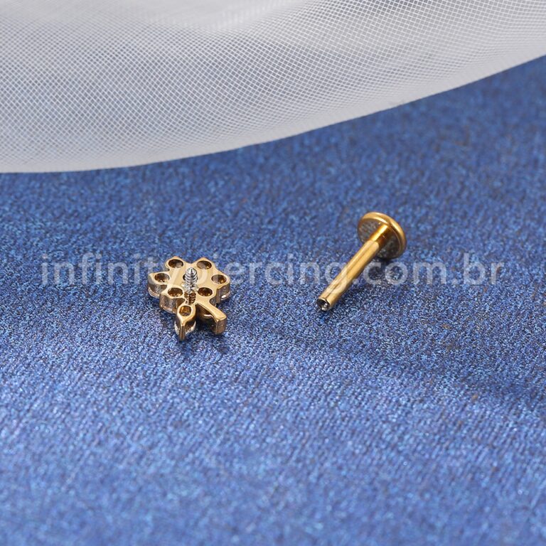 Piercing Labret Titânio Flor Zircônia
