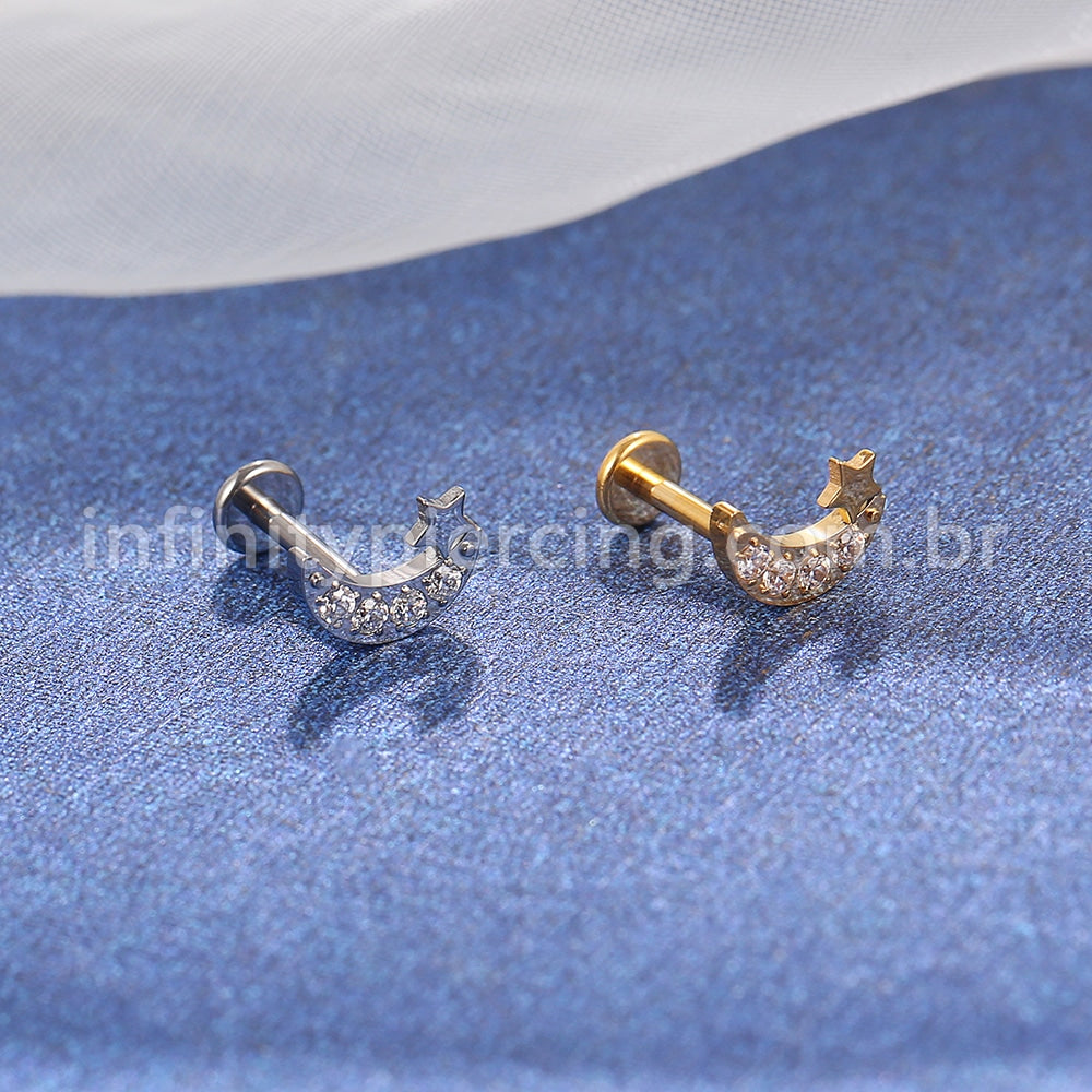 Piercing Labret  Lua/Estrela Zircônia
