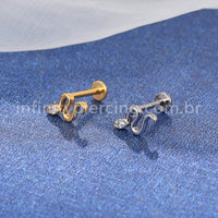 Piercing Labret Titânio Cobra Zircônia