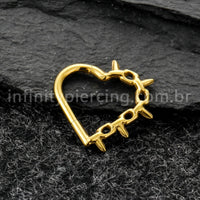 Piercing Argola Coração Titânio Com Detalhes