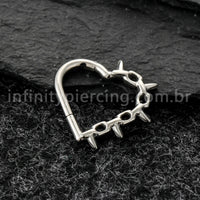 Piercing Argola Coração Titânio Com Detalhes