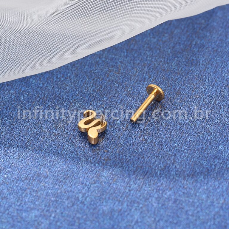 Piercing Labret Titânio Cobra Zircônia