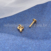 Piercing Labret Titânio Cobra Zircônia