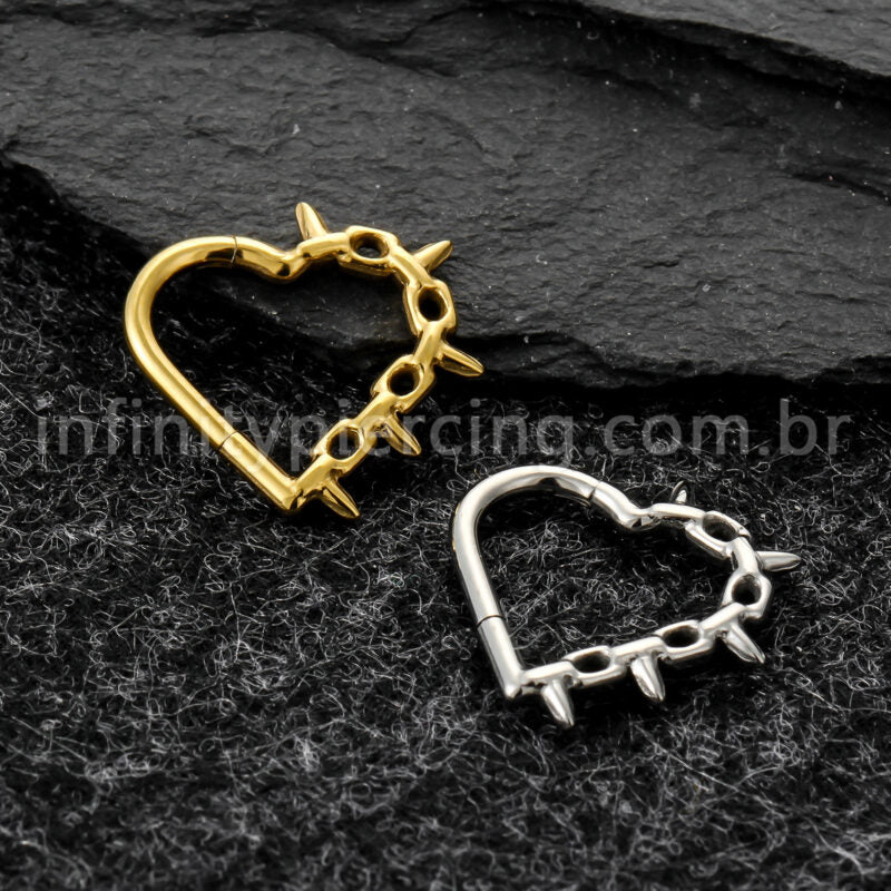 Piercing Argola Coração Titânio Com Detalhes