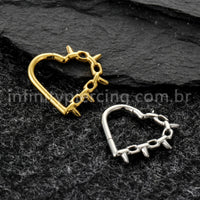 Piercing Argola Coração Titânio Com Detalhes