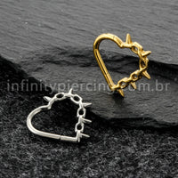 Piercing Argola Coração Titânio Com Detalhes
