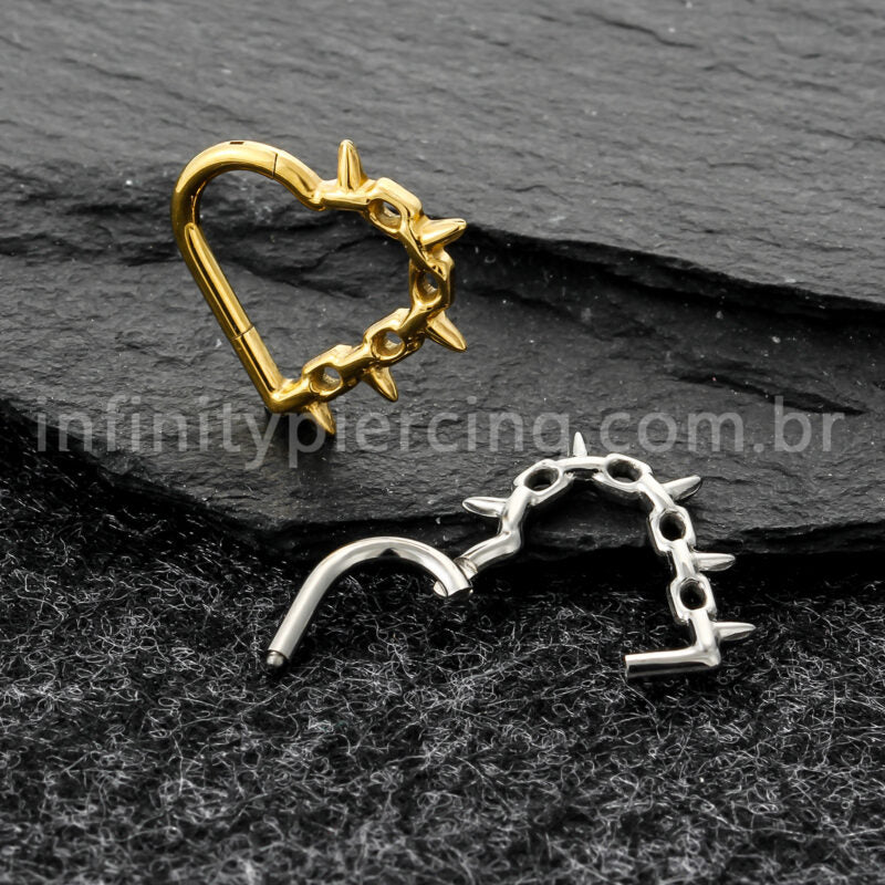 Piercing Argola Coração Titânio Com Detalhes