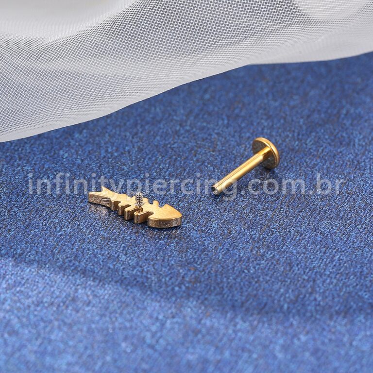 Piercing Labret Titânio Espinha Peixe Zircônia