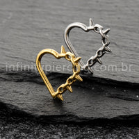 Piercing Argola Coração Titânio Com Detalhes