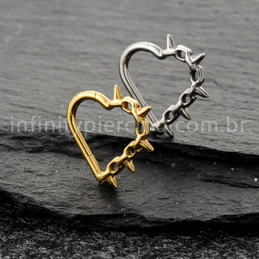 Piercing Argola Coração Titânio Com Detalhes