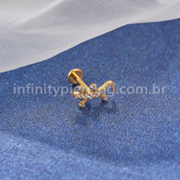 Piercing Labret Titânio Lagarto Zircônia