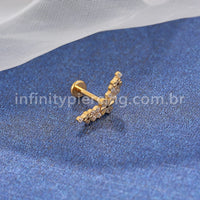Piercing Labret Titânio Cluster Flores Zircônia