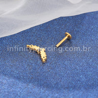 Piercing Labret Titânio Cluster Flores Zircônia