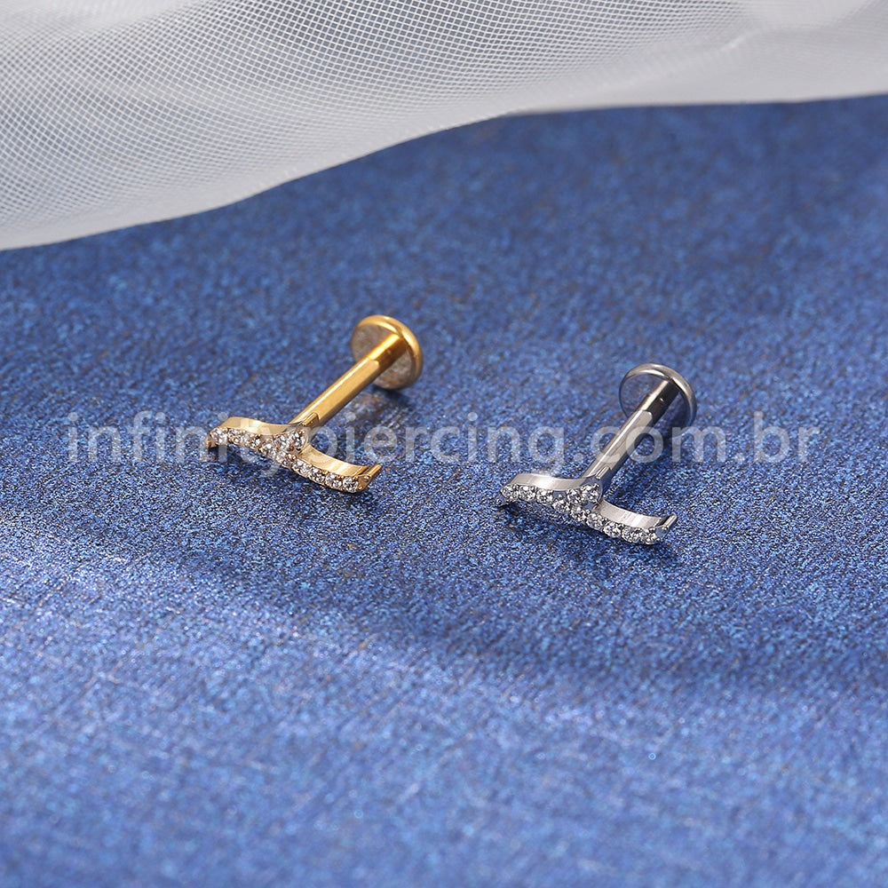 Piercing Labret Titânio Onda Zircônia