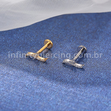 Piercing Labret Titânio Onda Zircônia