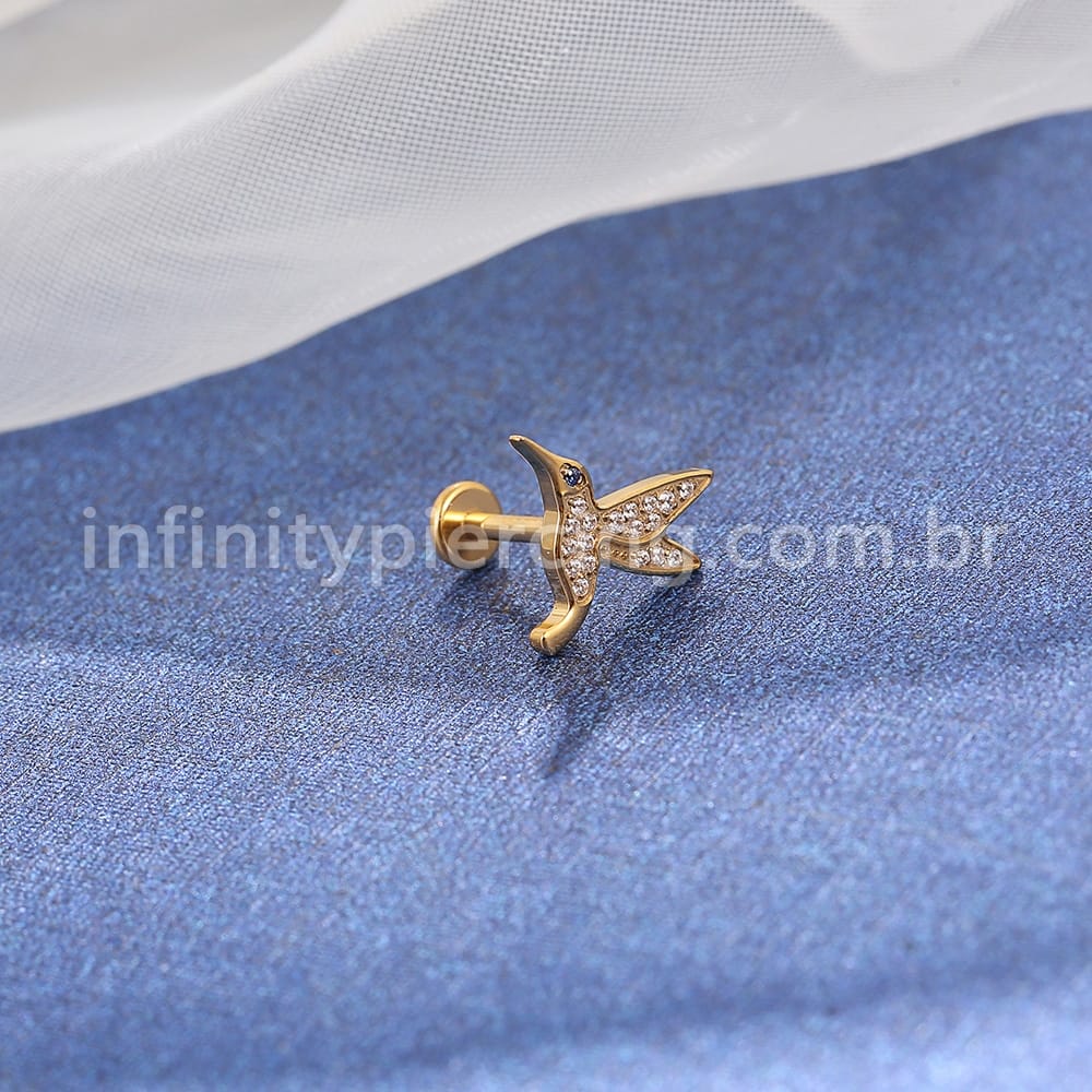 Piercing Labret Titânio Beija Flor Zircônia