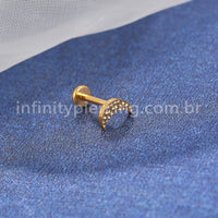 Piercing Labret Titânio Lua Detalhada