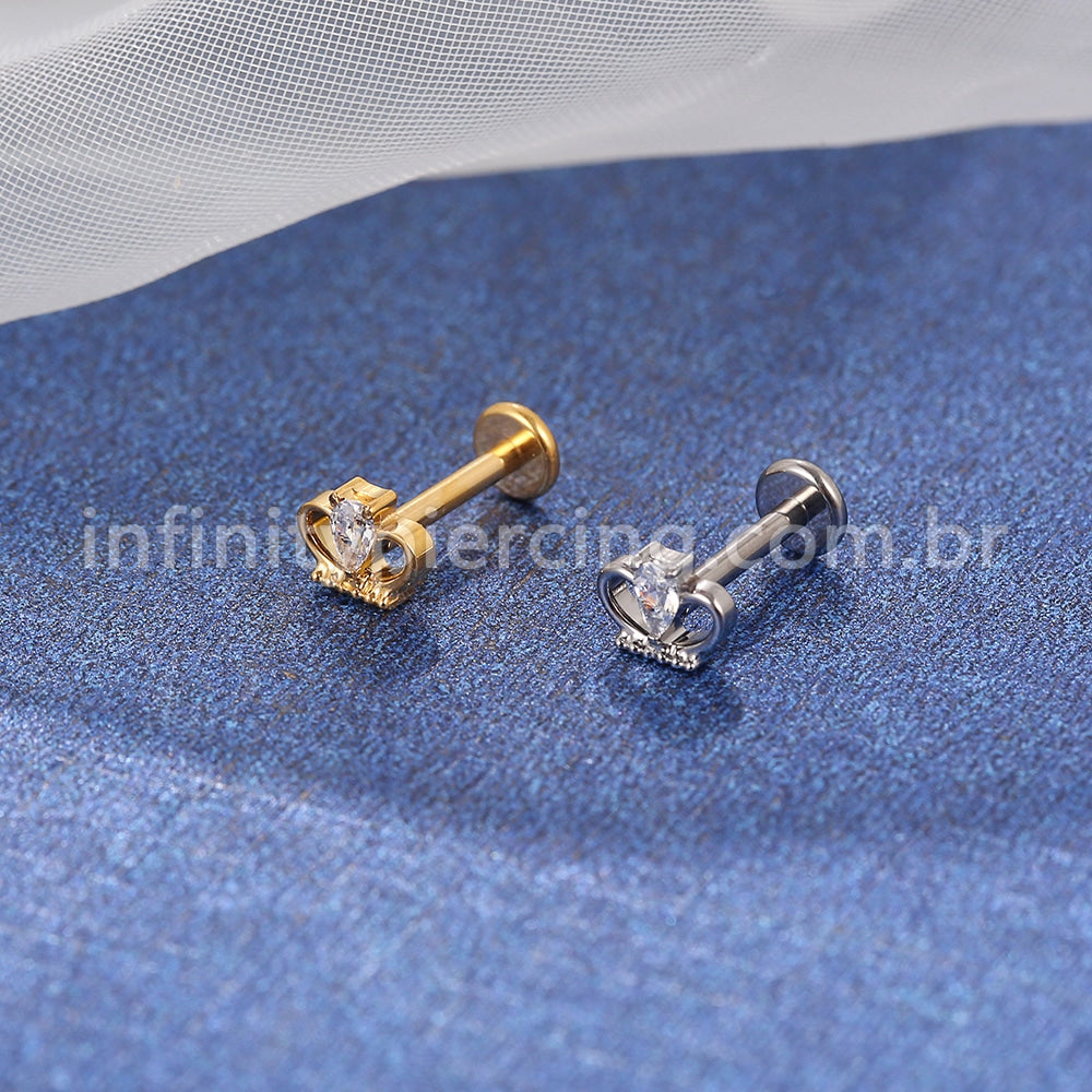 Piercing Labret Titânio Coroa Zircônia