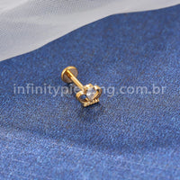 Piercing Labret Titânio Coroa Zircônia